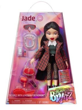 Bratz Jade Fashion Doll - Red Plaid Coat & Black Hair
